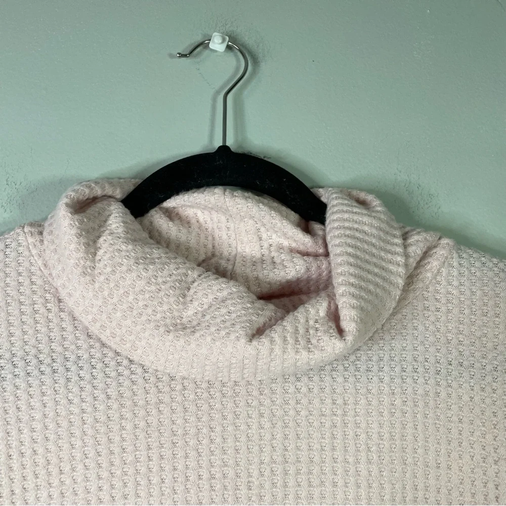 Honeydew Light Pale Pink Stretch Waffle Knit Mock Neck Long Sleeve Top Small - Picture 6 of 7
